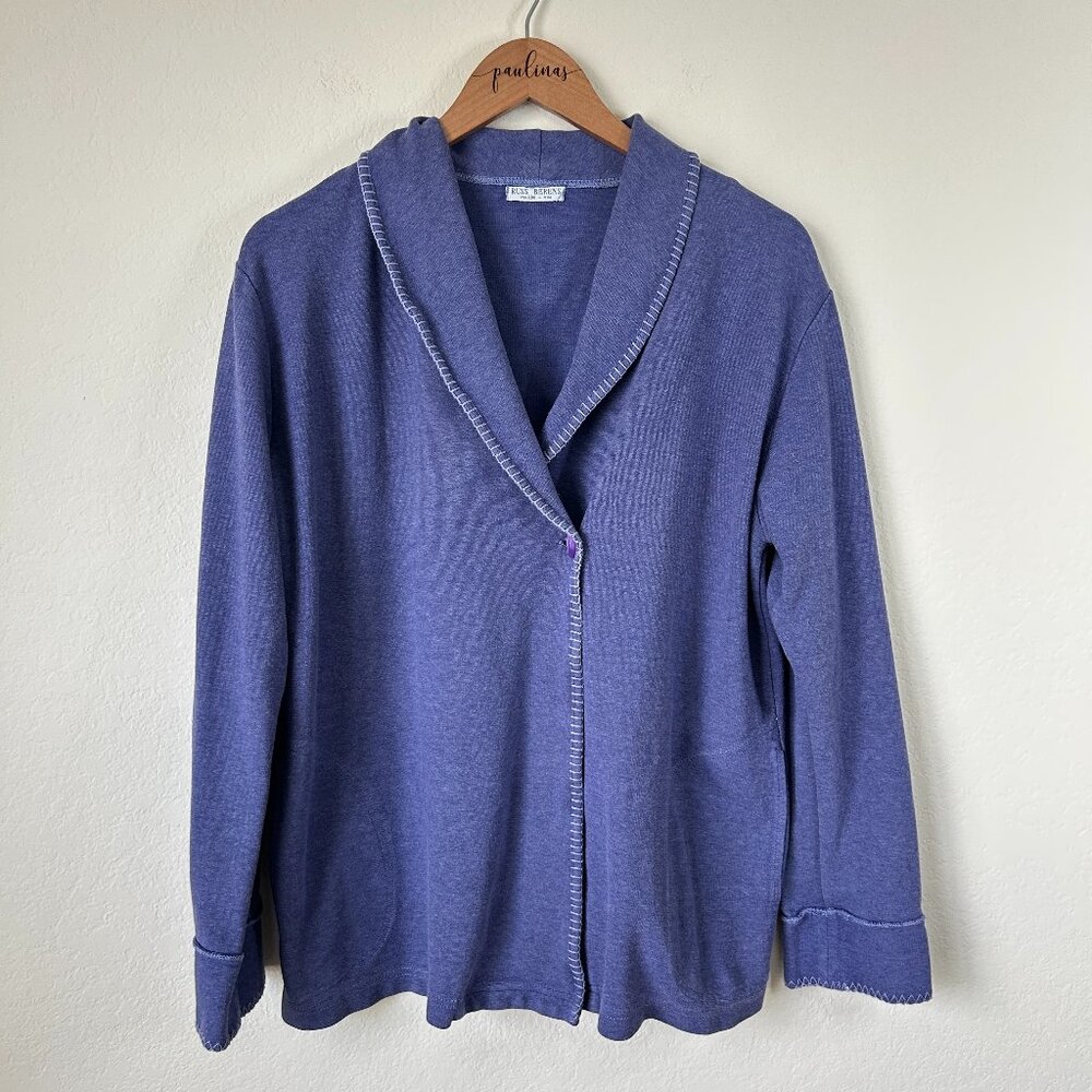 Russ Berens Malibu Sweater Womens Medium Purple Cardigan Lagenlook USA Made M